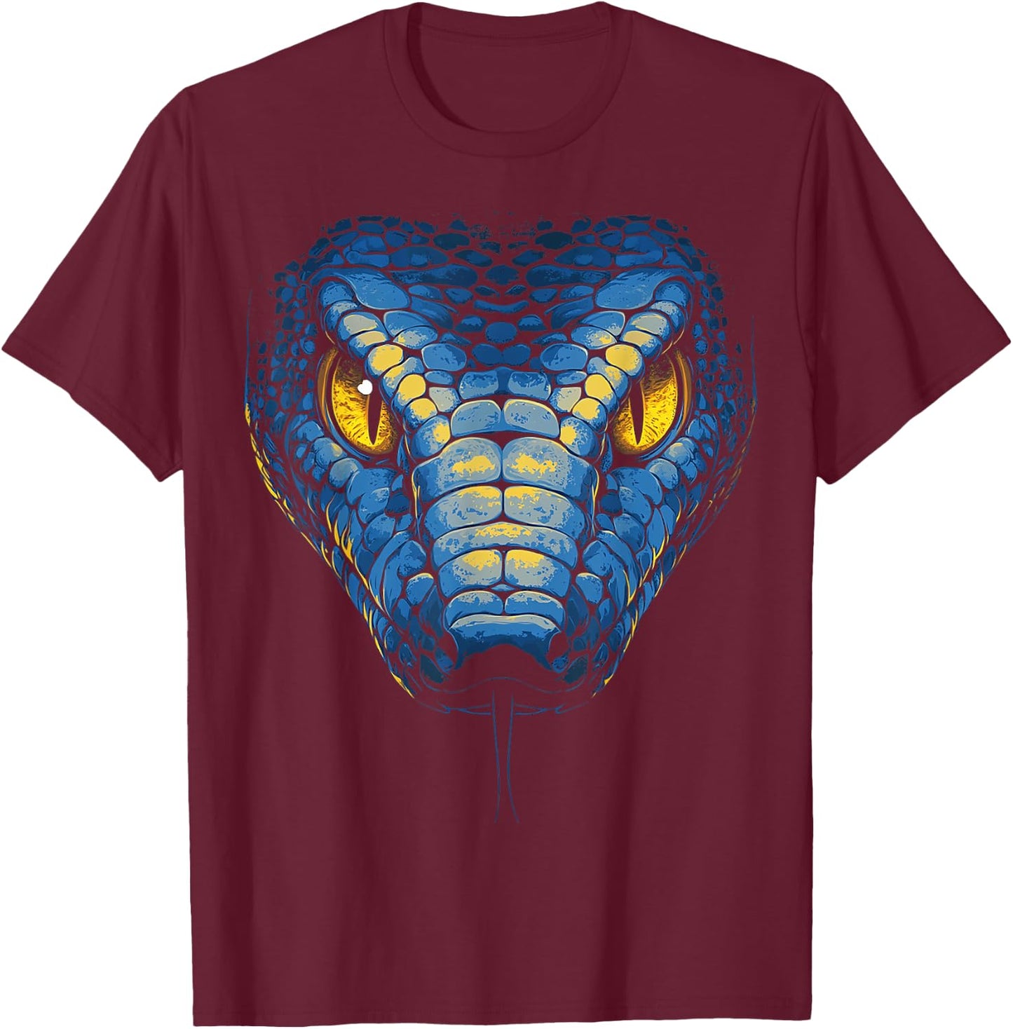 Snake Animal Motif Blue Eyes Artwork Snake T-Shirt - T-Shirt | Maroon