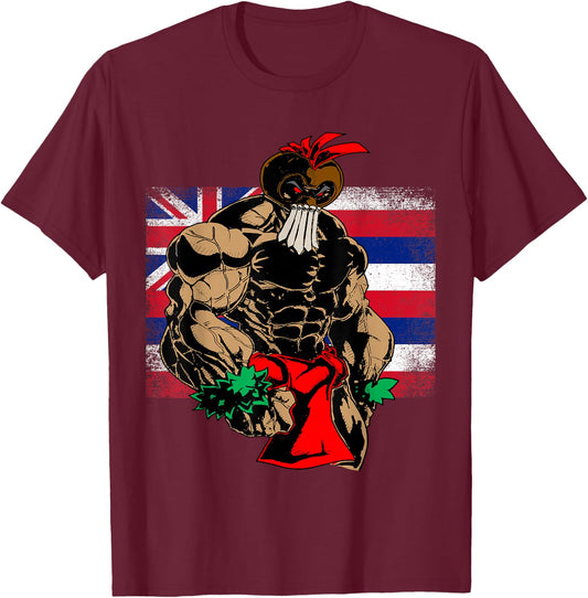 Hawaii Warrior T Shirt Hawaiian Flag Kanaka Maoli Men Women T-Shirt - T-Shirt | Maroon