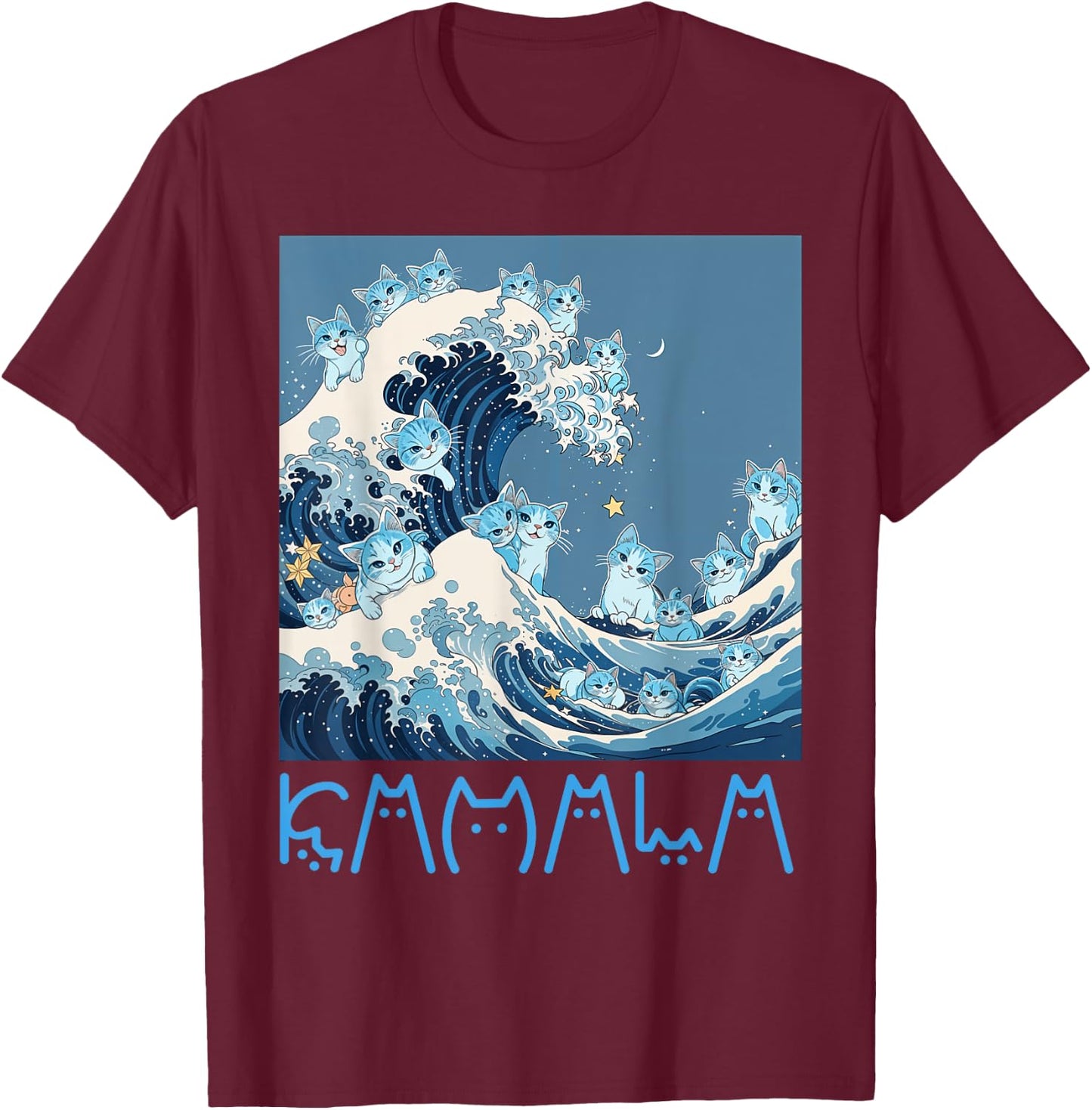 Kamala Harris Blue Cats Wave - Funny for Cat Owners Men Women Girls Kids T-Shirt - T-Shirt | Maroon