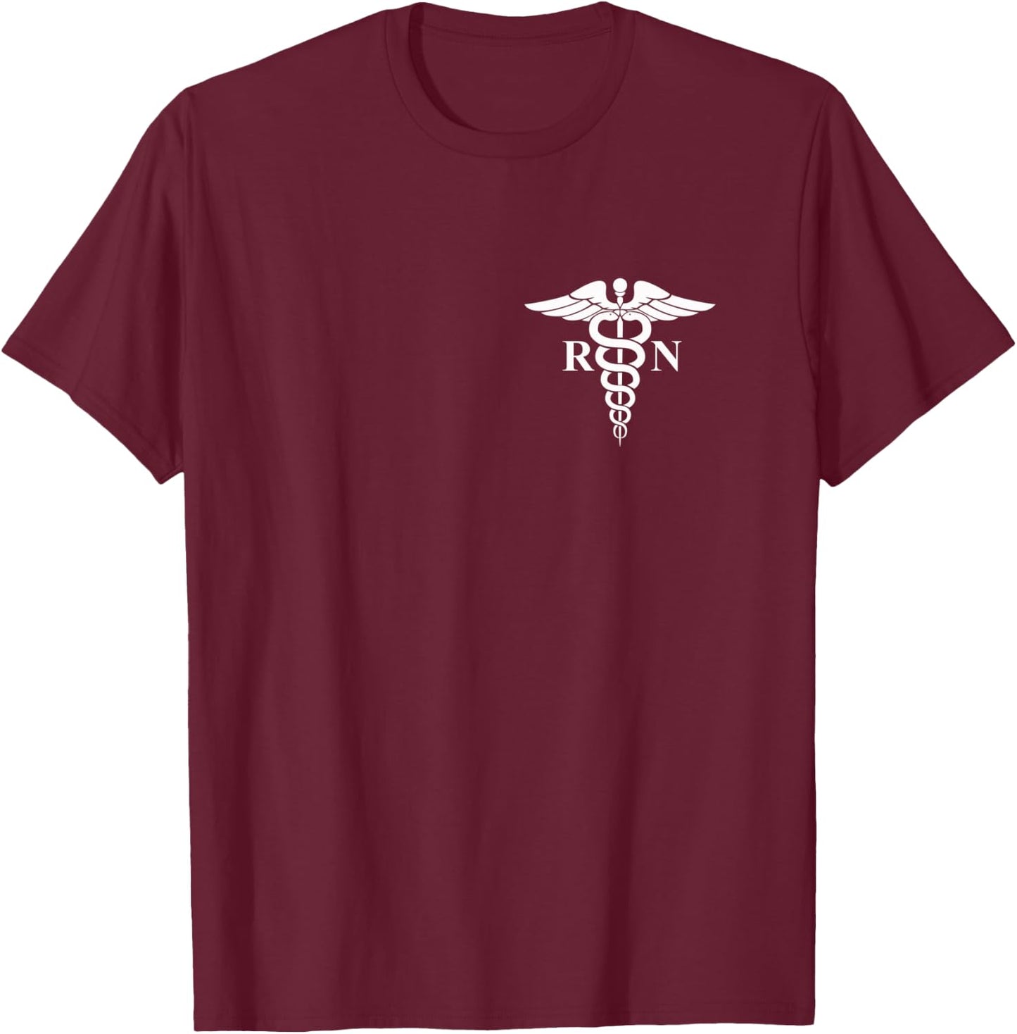 Rn Nurse Caduceus Medical Symbol Nursing Logo Gifts T-Shirt - T-Shirt | Maroon