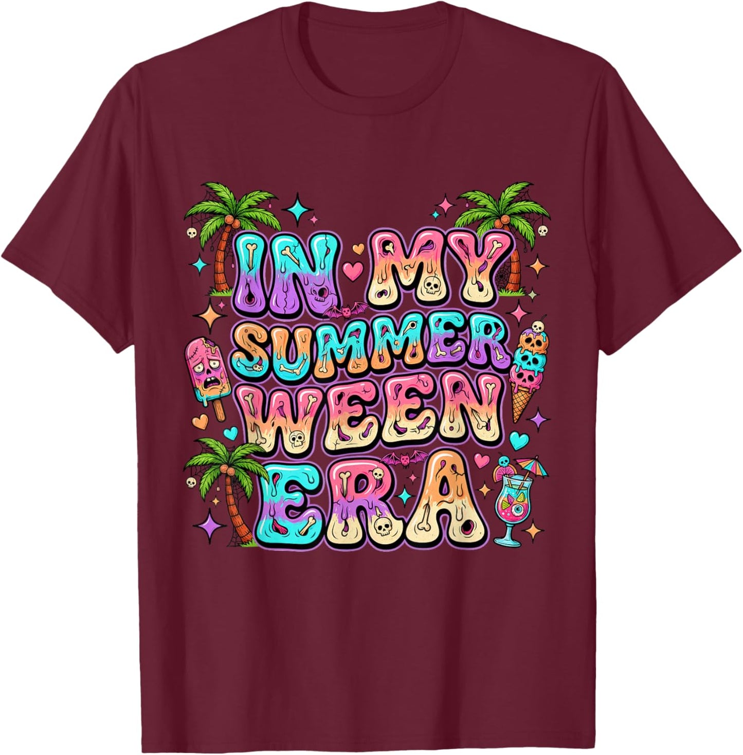 in My Summer Ween Era Spooky Summer Shirt Kids T-Shirt - T-Shirt | Maroon