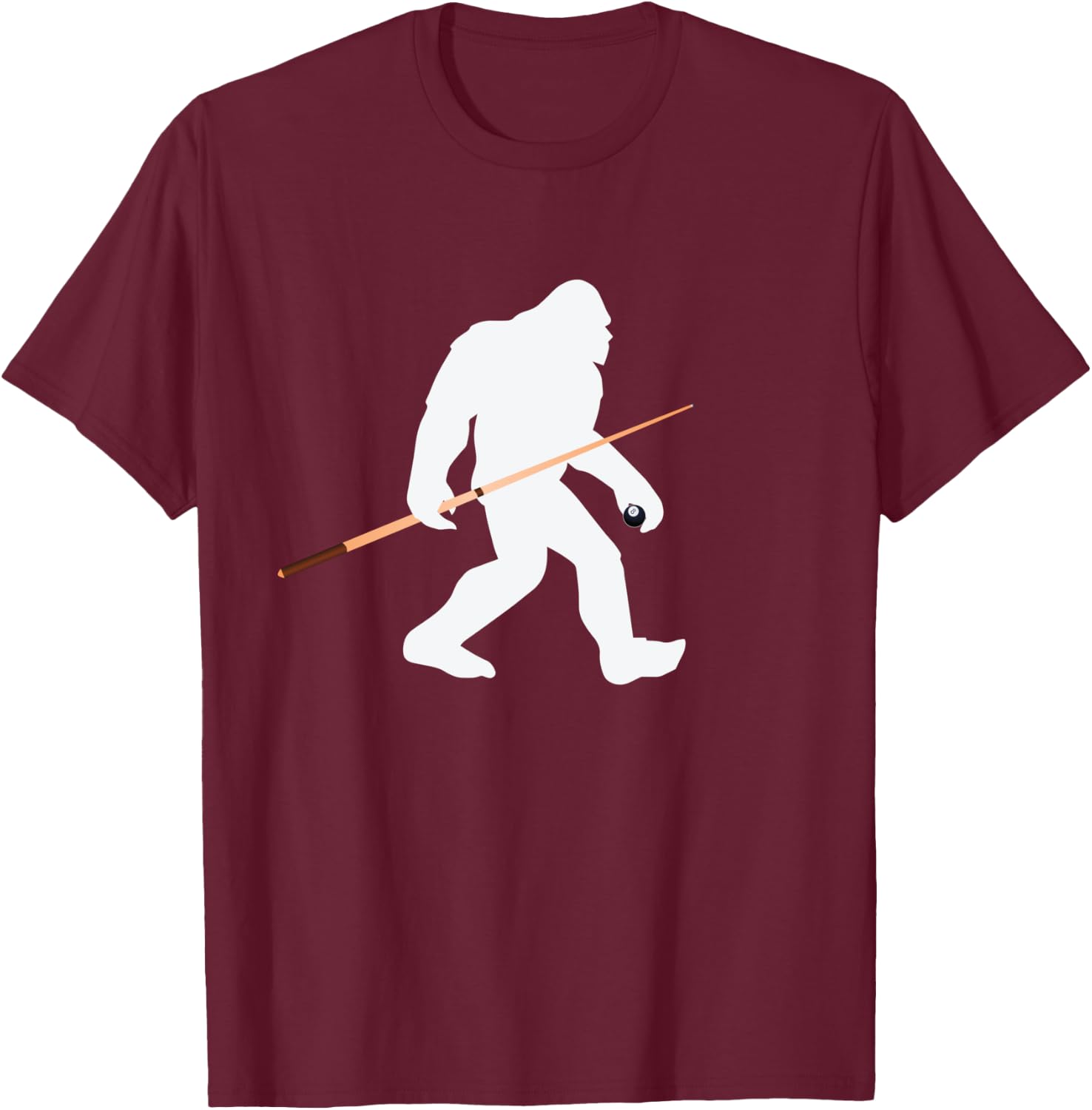 Bigfoot Pool Billiards Player - Funny Bigfoot T Shirt T-Shirt - T-Shirt | Maroon