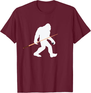Bigfoot Pool Billiards Player - Funny Bigfoot T Shirt T-Shirt - T-Shirt | Maroon