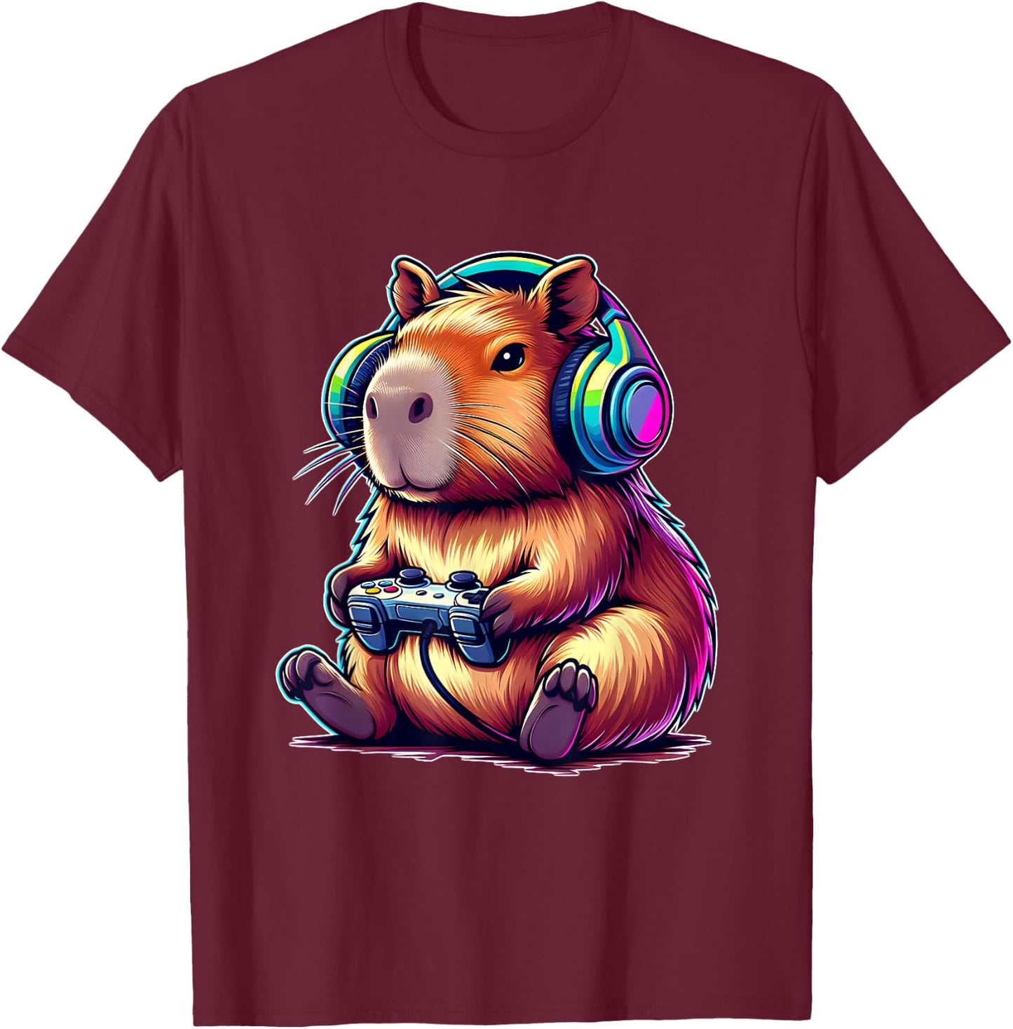 Capybara Funny Video Games Capybara T-Shirt - T-Shirt | Maroon