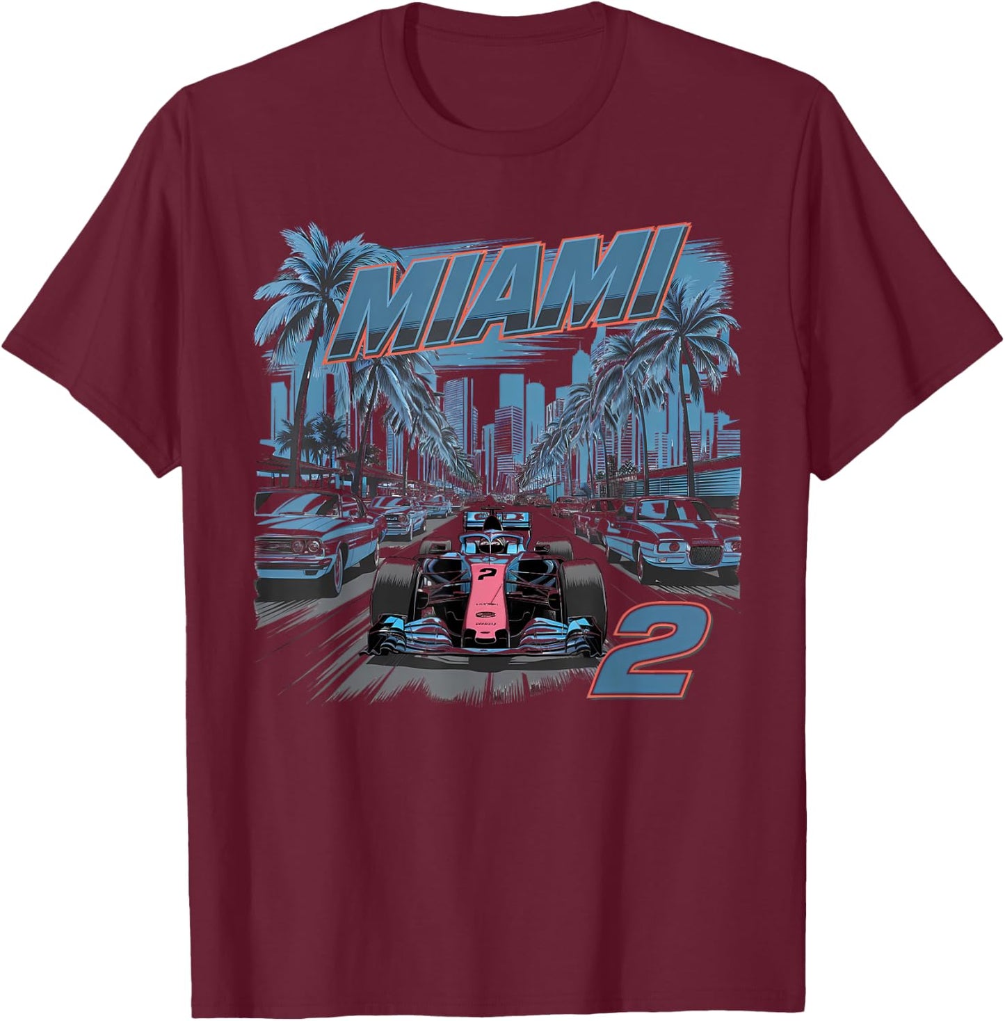 Miami Racing Gifts Men Women Race Car Racer Driver T-Shirt - T-Shirt | Maroon
