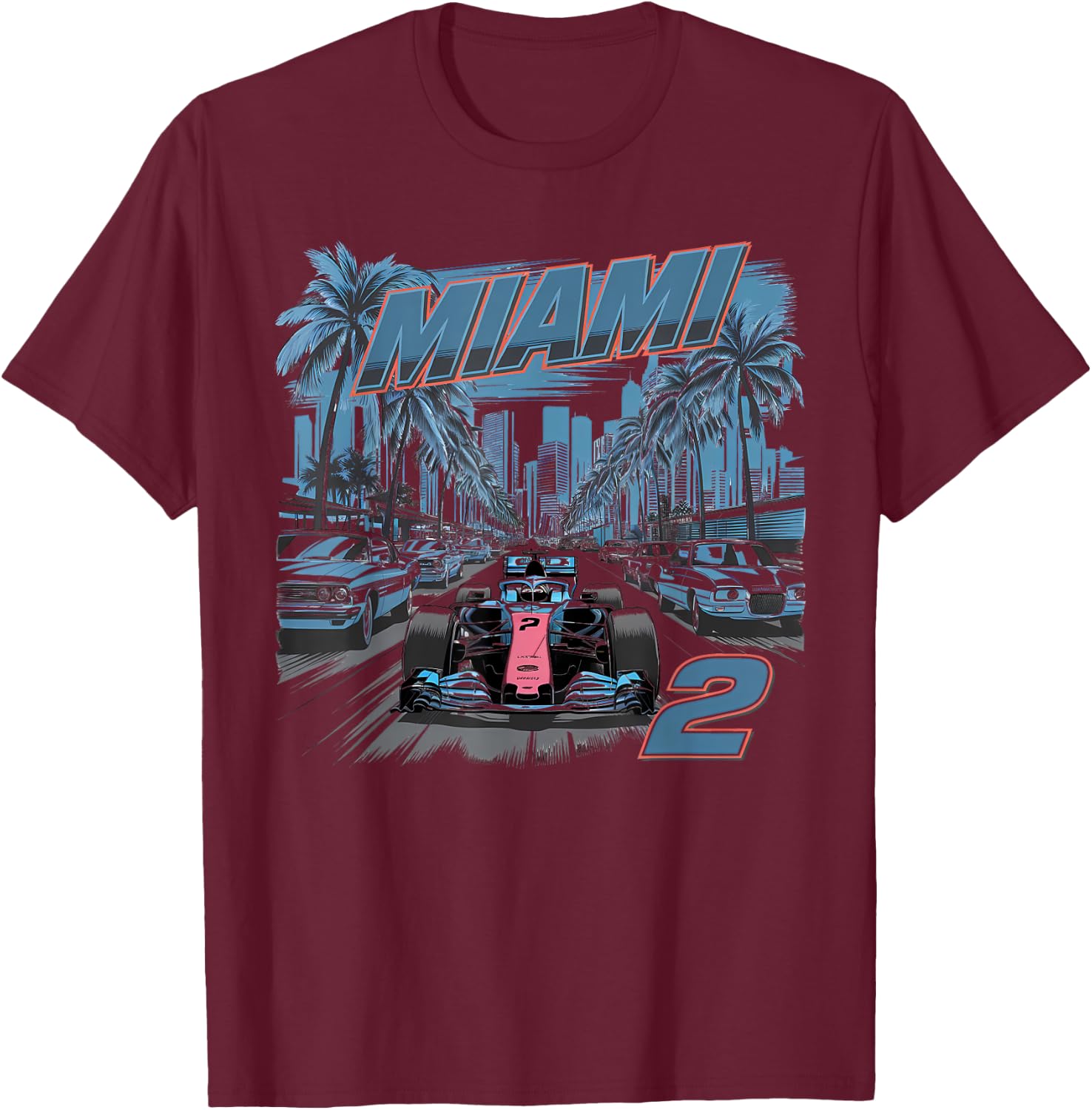 Miami Racing Gifts Men Women Race Car Racer Driver T-Shirt - T-Shirt | Maroon