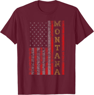 Cool Patriotic Montana USA - US Flag Women Kids Men T-Shirt - T-Shirt | Maroon