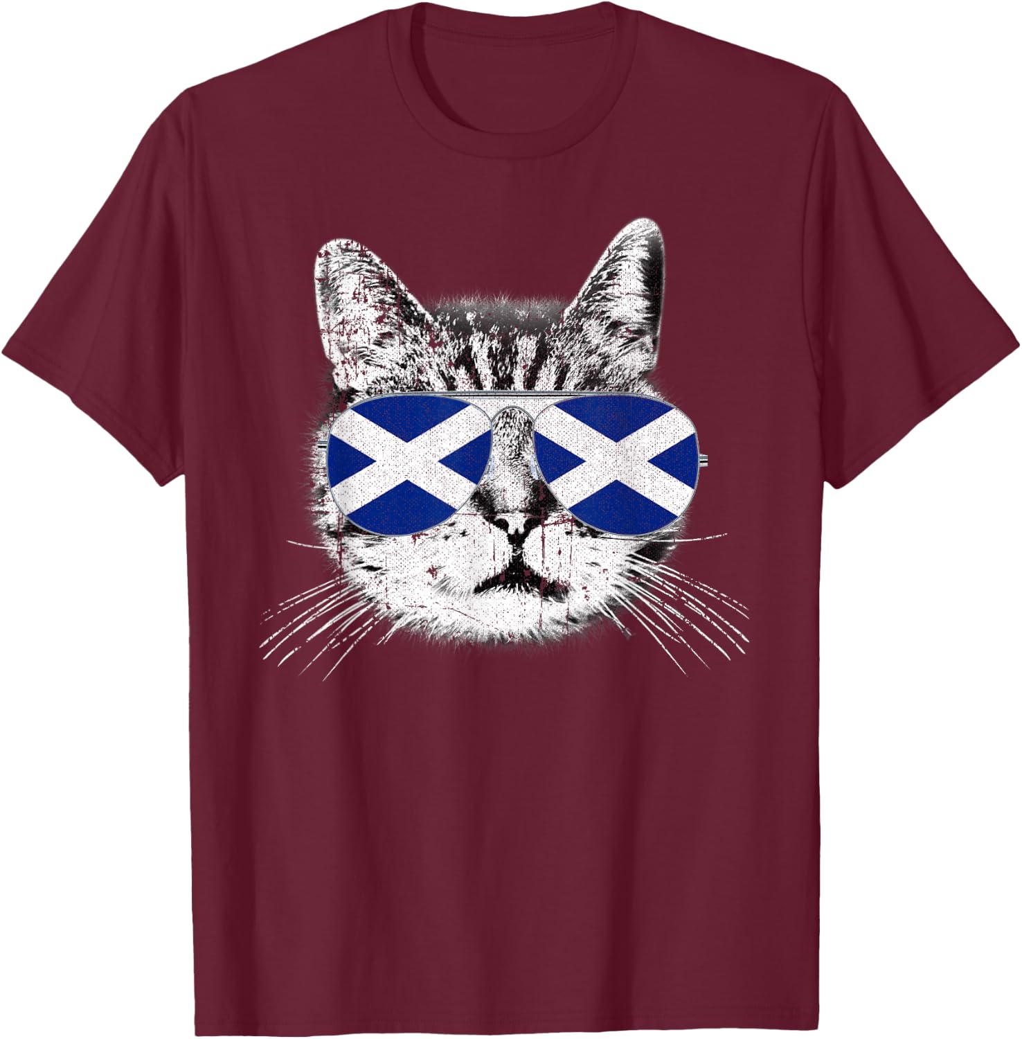 Scotland Scottish Flag Scot Cat Pride UK Men Women Gift T-Shirt - T-Shirt | Maroon