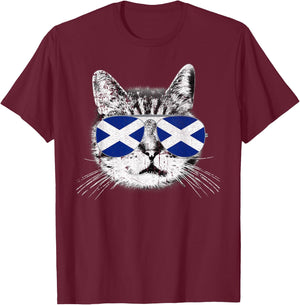 Scotland Scottish Flag Scot Cat Pride UK Men Women Gift T-Shirt - T-Shirt | Maroon
