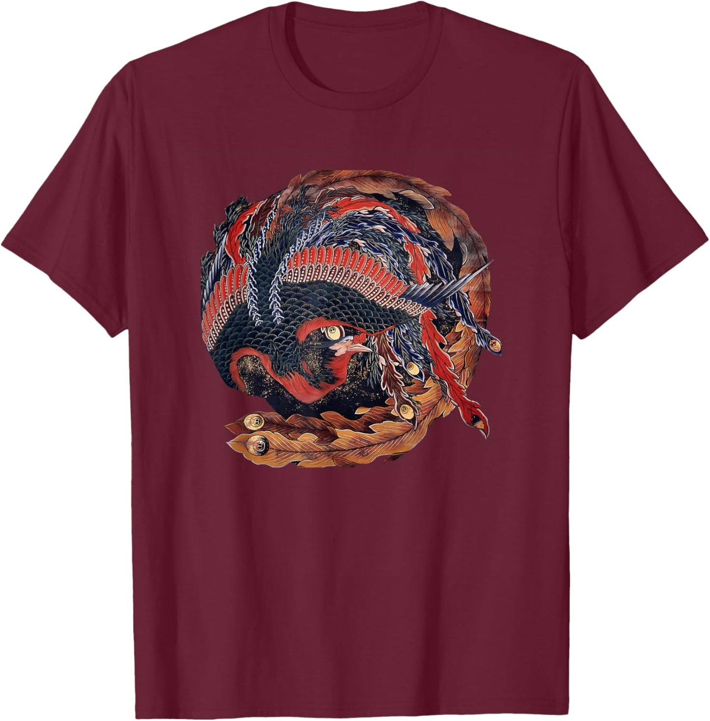 Phoenix by Katsushika Hokusai T-Shirt - T-Shirt | Maroon