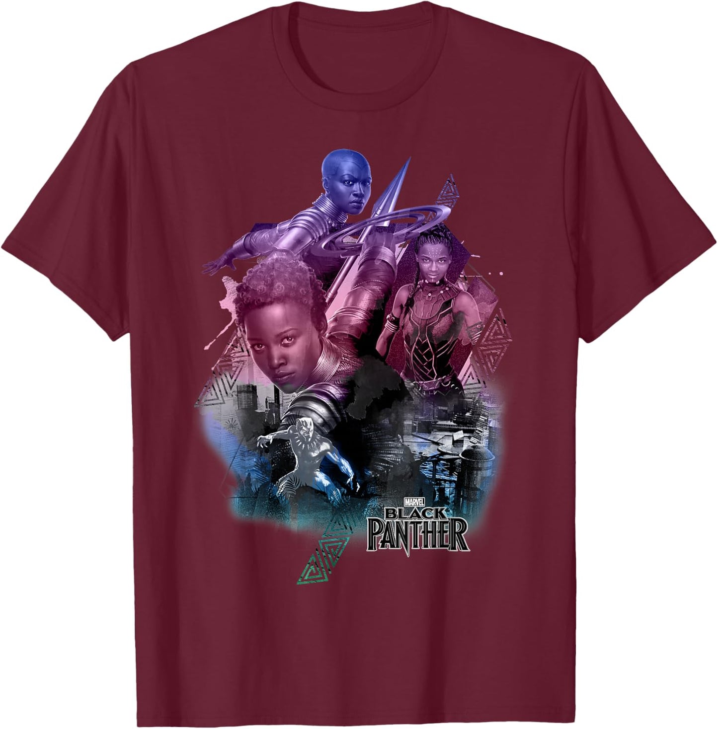 Marvel Black Panther Movie Heroine Poses Graphic T-Shirt - T-Shirt | Maroon