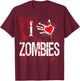 Halloween Custom I Love Zombies Heart Shirt T-Shirt - T-Shirt | Maroon