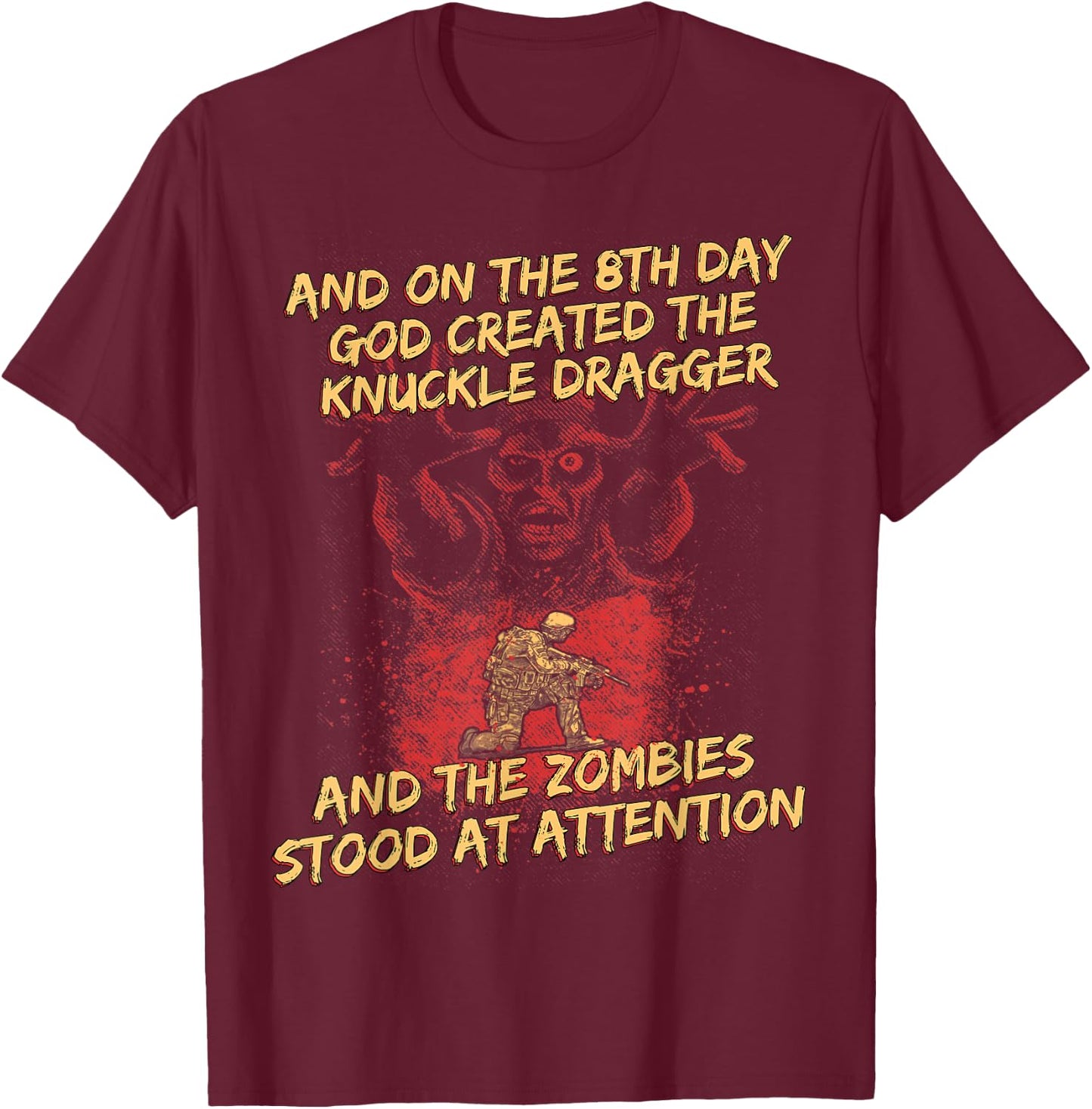Knuckle Dragger Zombies Halloween Military Gift T-Shirt - T-Shirt | Maroon