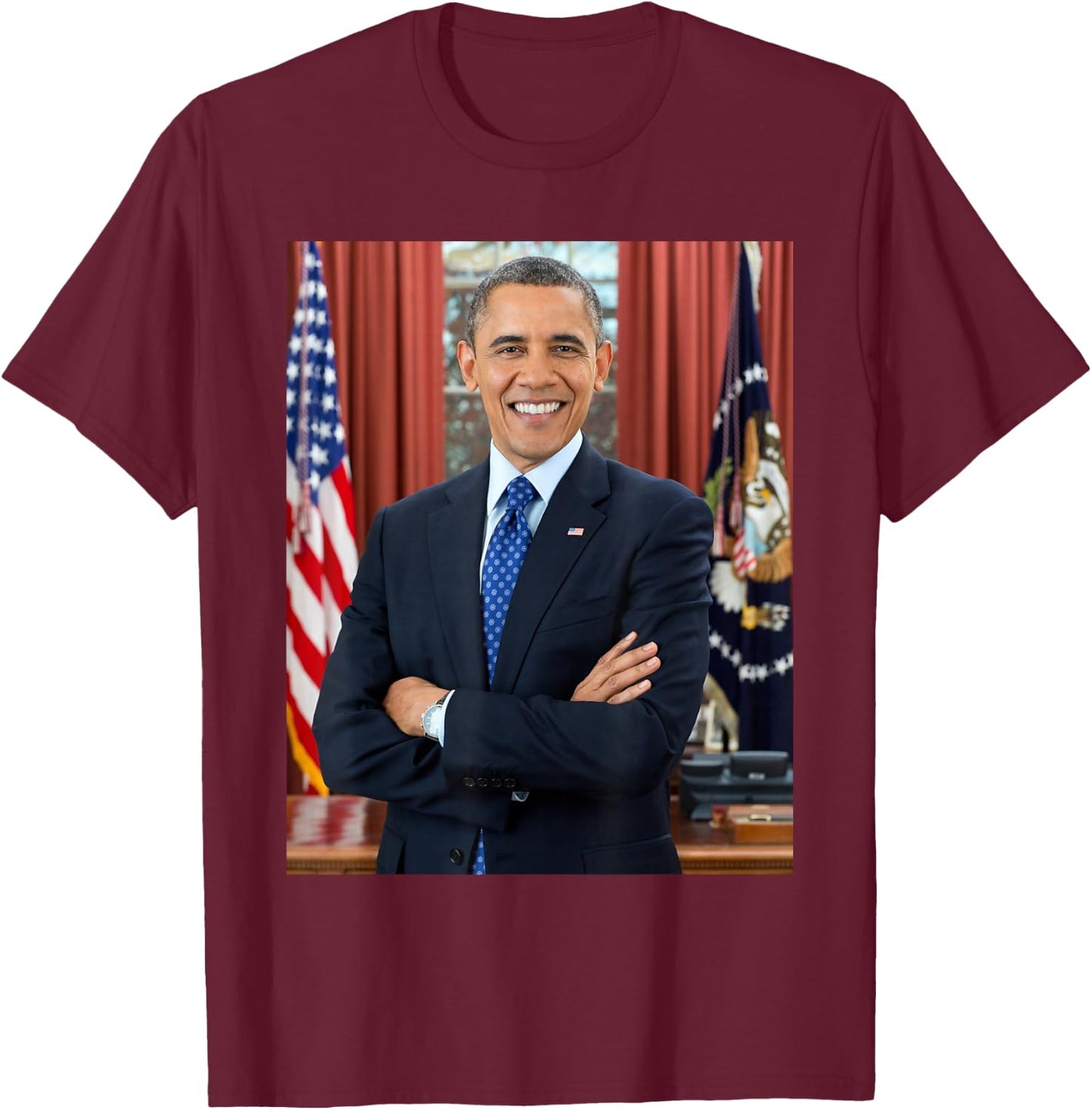 Barack Obama Photo 44th President POTUS Patriotic Democrat T-Shirt - T-Shirt | Maroon