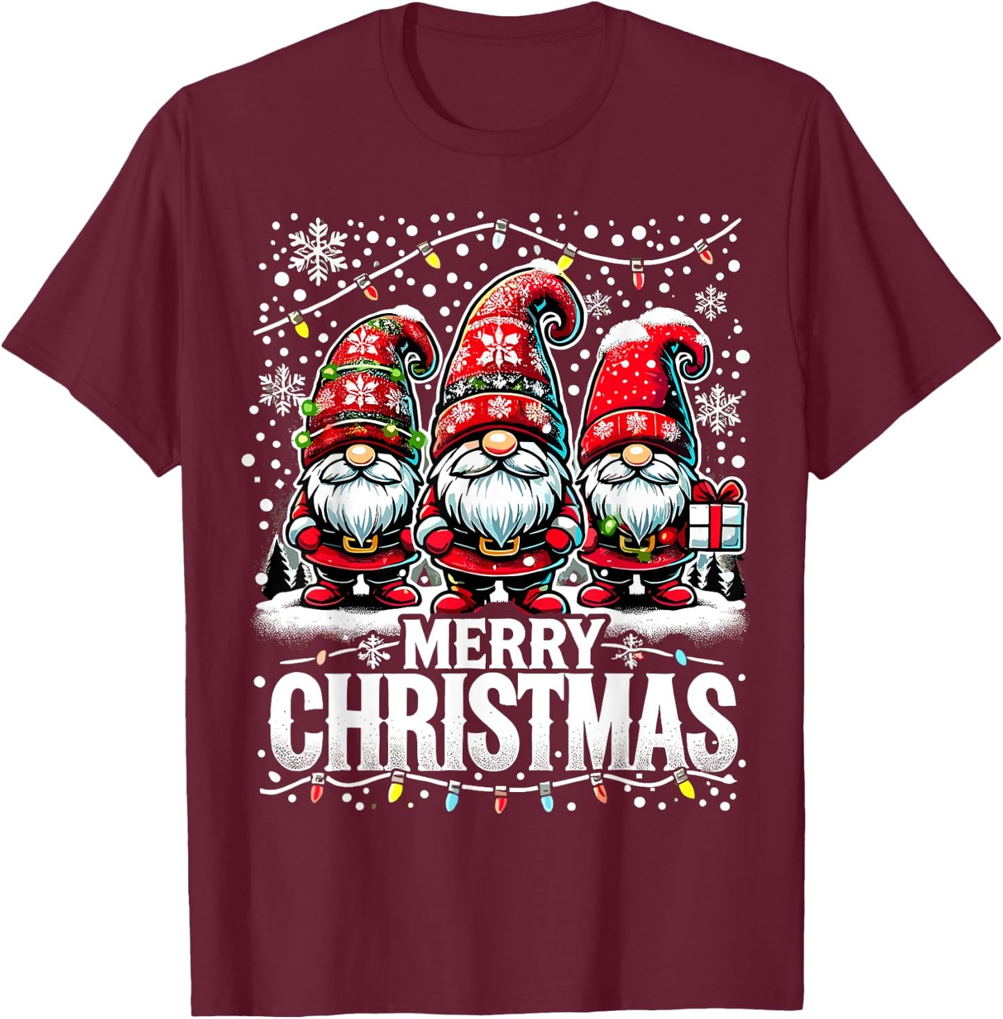 Merry Christmas Gnome Funny Family Christmas T-Shirt - T-Shirt | Maroon