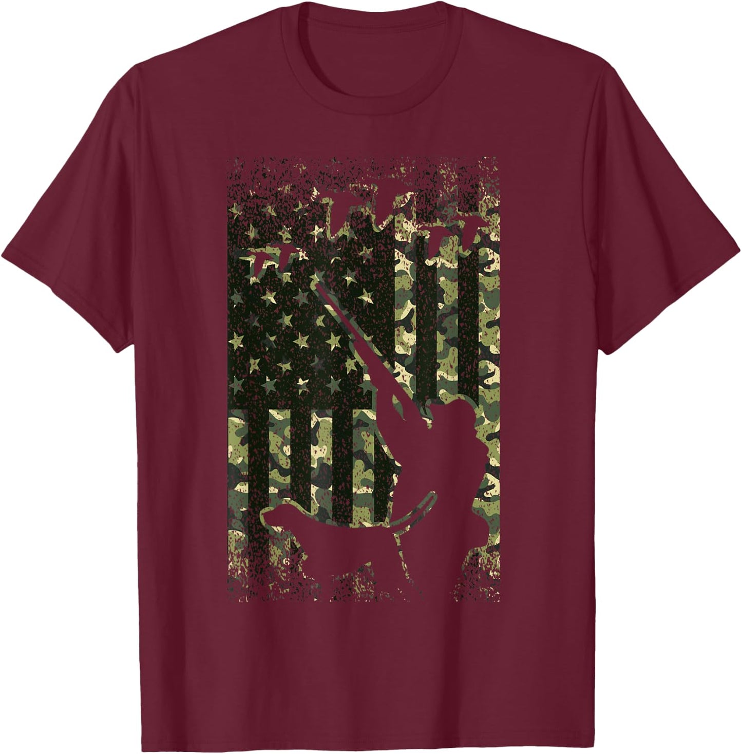 Duck Hunting Shirts American Flag Hunter Camo Gifts T-Shirt - T-Shirt | Maroon