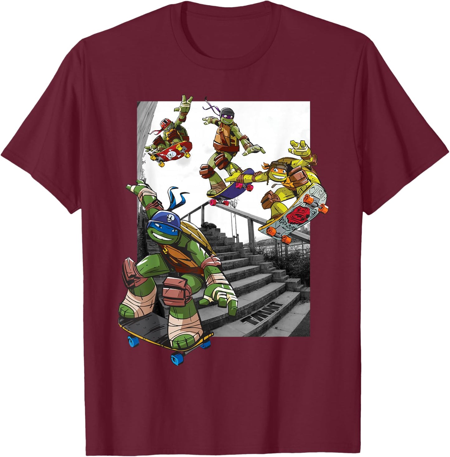 Teenage Mutant Ninja Turtles Skateboarding Crew T-Shirt - T-Shirt | Maroon