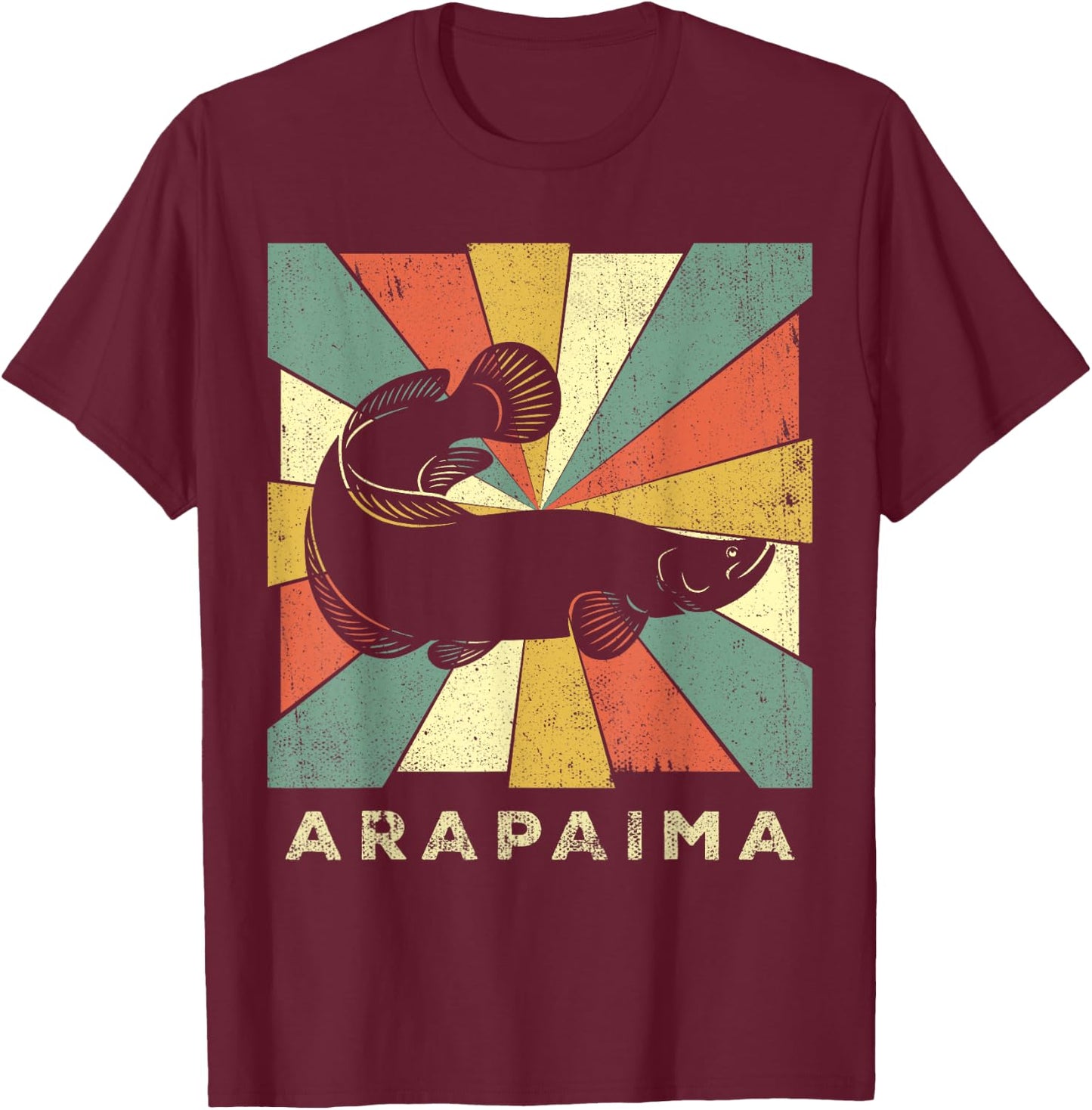 Vintage Arapaima Fish Lover Retro Style Animal T-Shirt - T-Shirt | Maroon