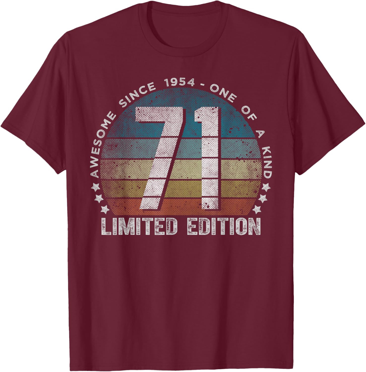 71 Year Old Gifts Vintage 1954 Limited Edition 71st Birthday T-Shirt - T-Shirt | Maroon