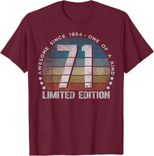 71 Year Old Gifts Vintage 1954 Limited Edition 71st Birthday T-Shirt - T-Shirt | Maroon
