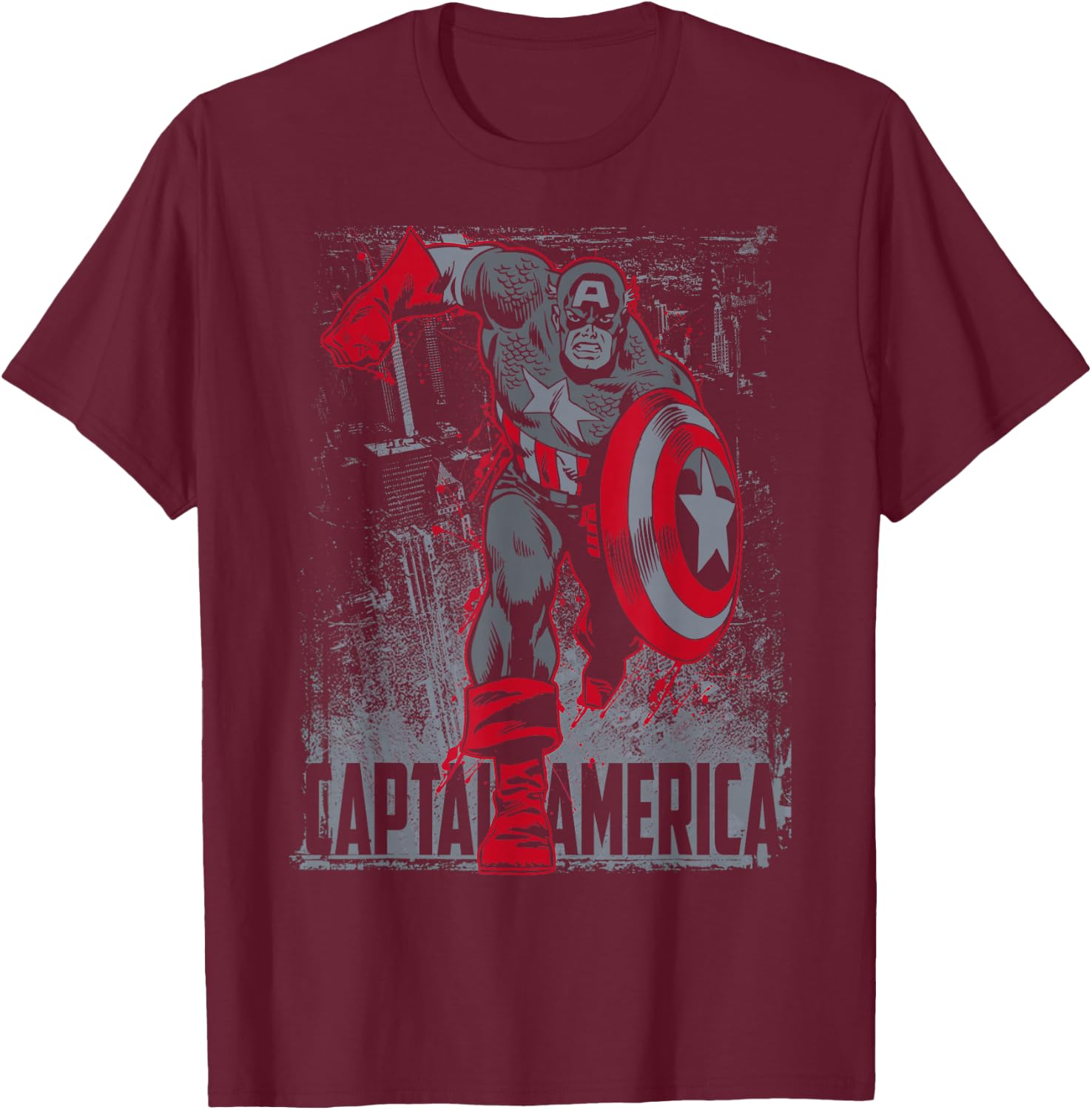 Marvel Avengers Retro Captain America Vintage Dark Hero T-Shirt - T-Shirt | Maroon