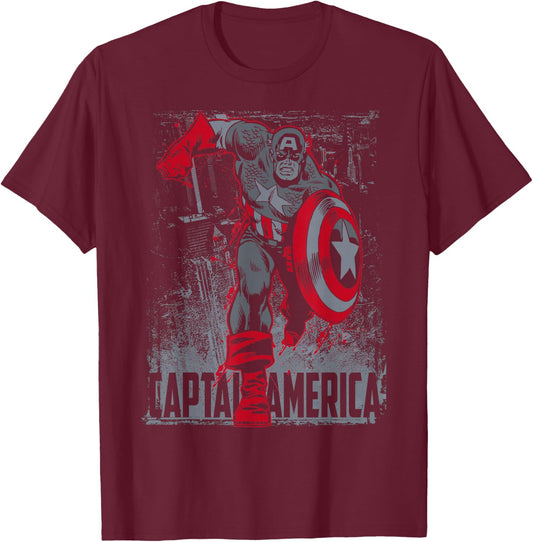 Marvel Avengers Retro Captain America Vintage Dark Hero T-Shirt - T-Shirt | Maroon
