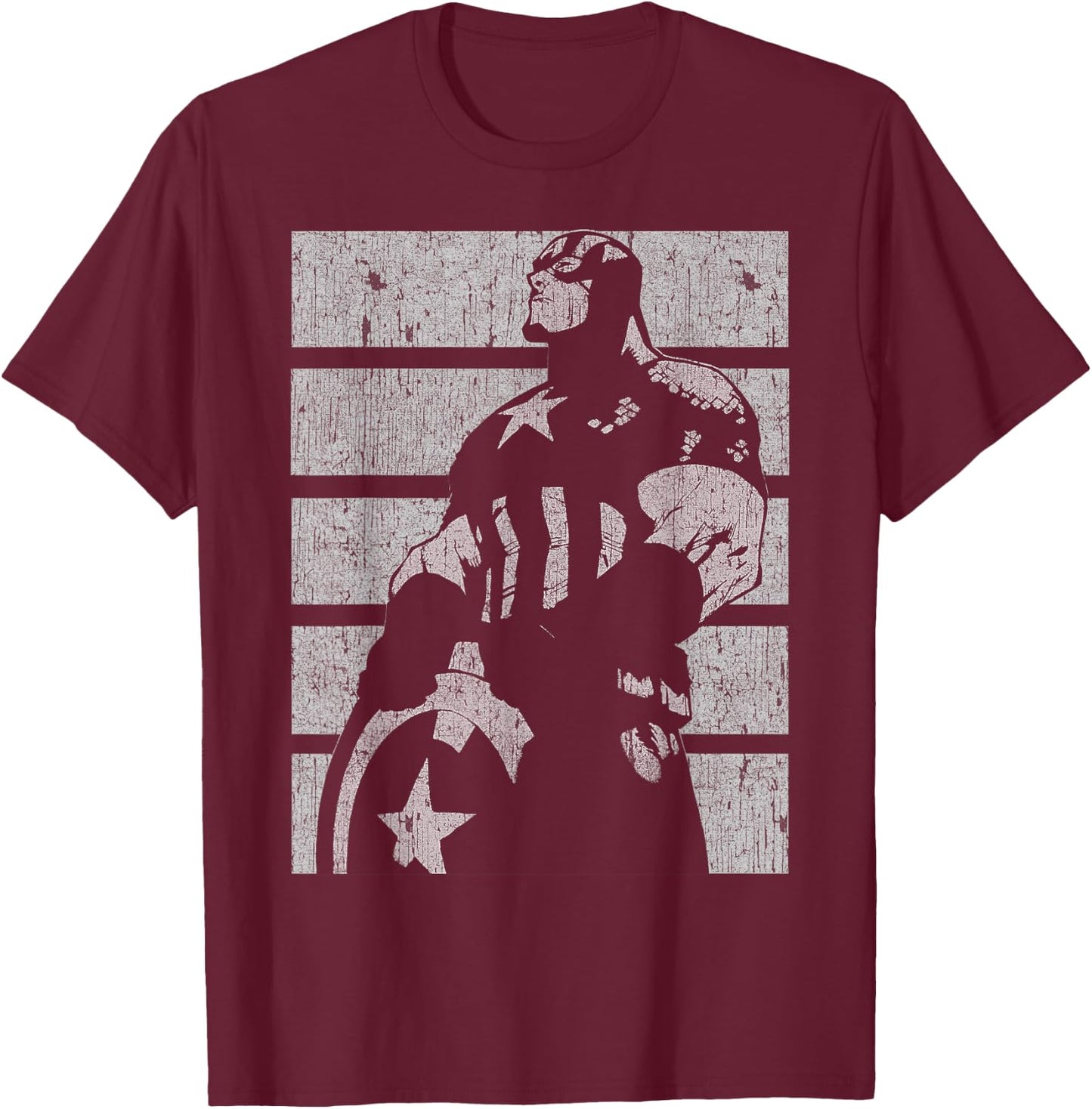 Marvel Avengers Vintage Captain America Retro Silhouette Small T-Shirt - T-Shirt | Maroon