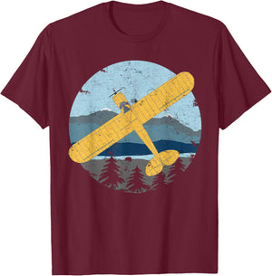 Cub Light Airplane Vintage Retro Bushflying Pilot T-Shirt - T-Shirt | Maroon