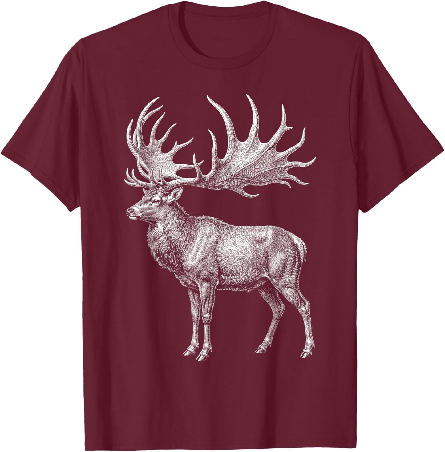 Irish Elk Megaloceros Giant Deer Prehistoric Mammal T-Shirt - T-Shirt | Maroon
