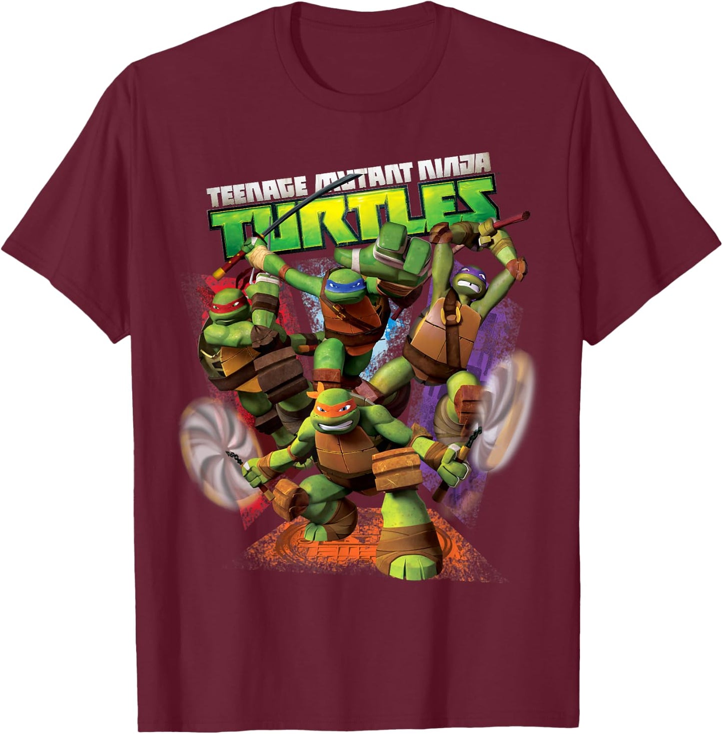 Teenage Mutant Ninja Turtles Action Fighting T-Shirt - T-Shirt | Maroon