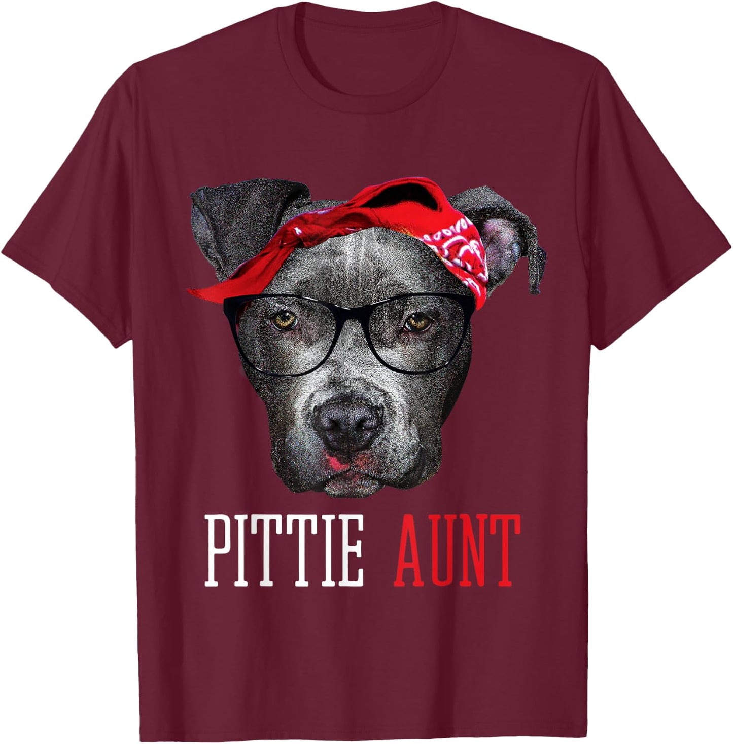 Pittie Aunt Auntie Pitbull Dog Lovers Gift Women T-Shirt - T-Shirt | Maroon