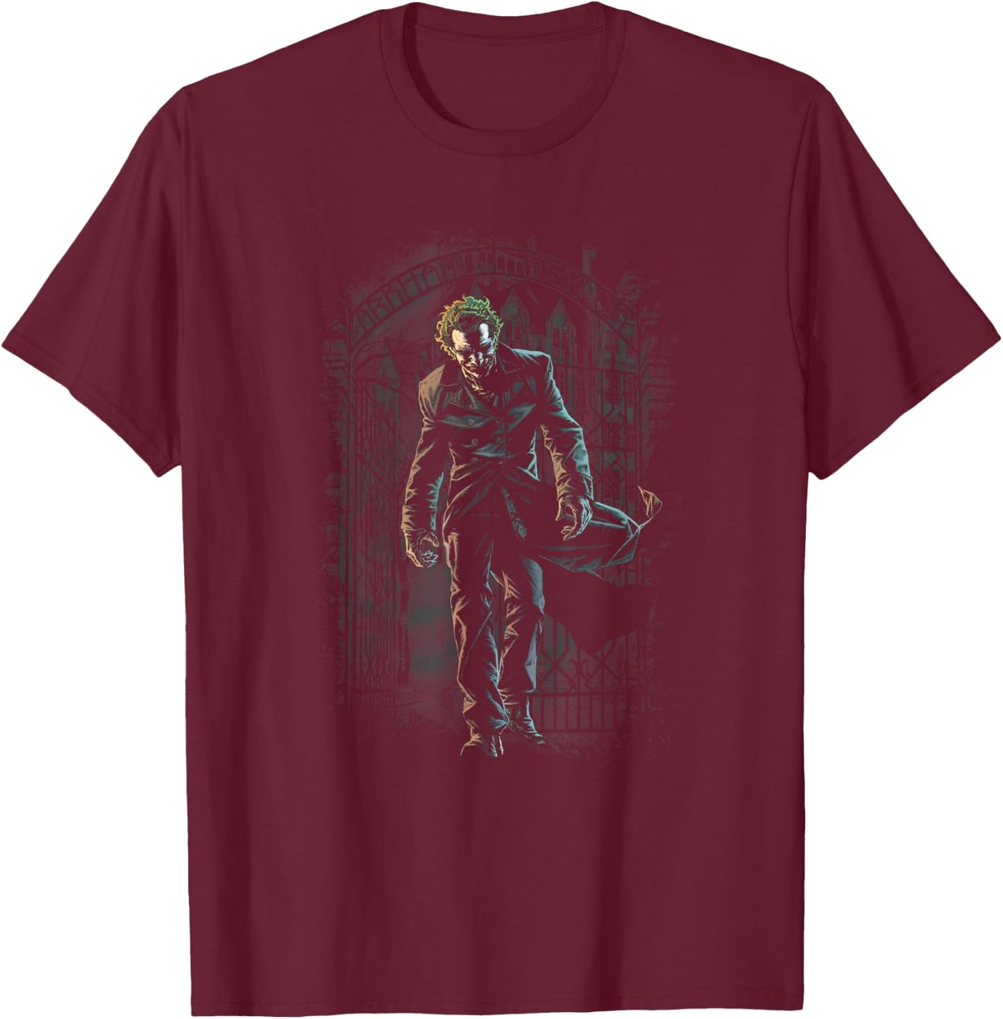 Batman Joker Leaves Arkham T-Shirt - T-Shirt | Maroon