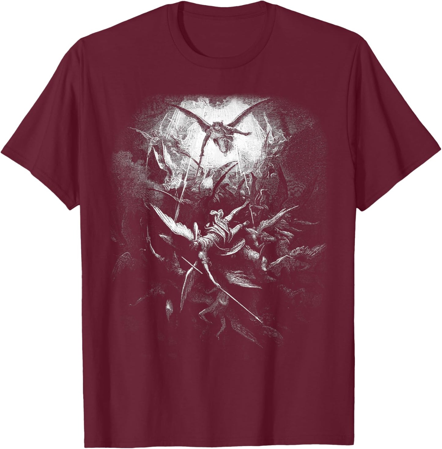 Gustave Dore - Michael Drives All Fallen Angels 1866 T-Shirt - T-Shirt | Maroon
