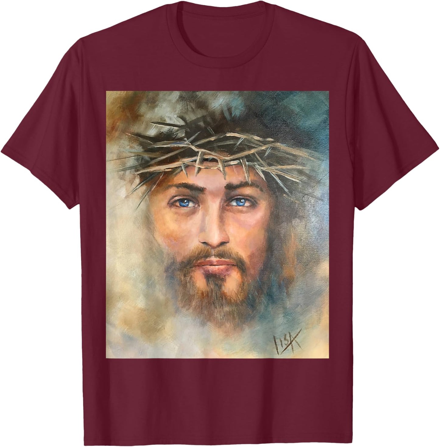 Religious Jesus Hand Painting T-Shirt - T-Shirt | Maroon