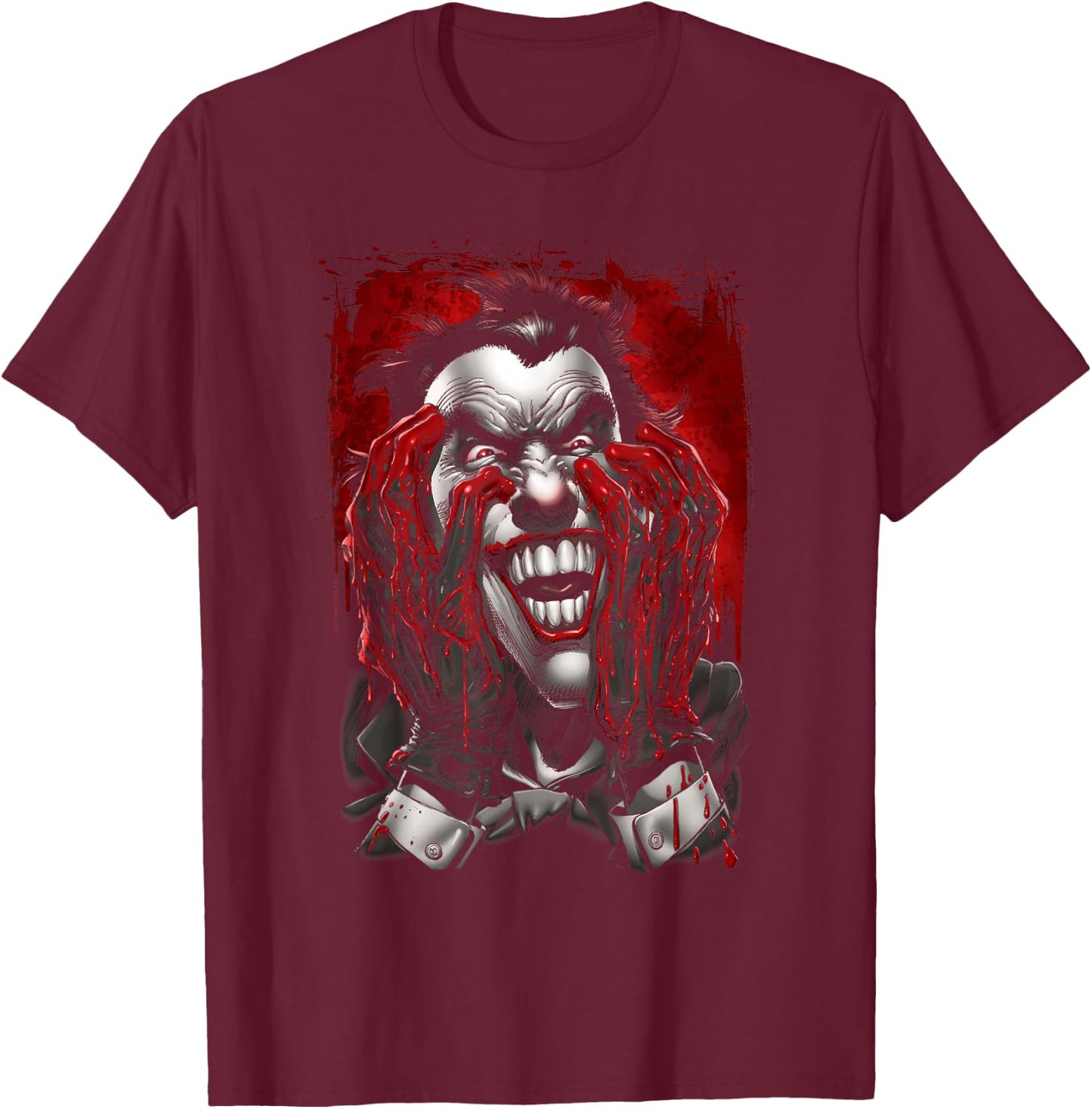 Batman Joker Blood in Hands T Shirt T-Shirt - T-Shirt | Maroon