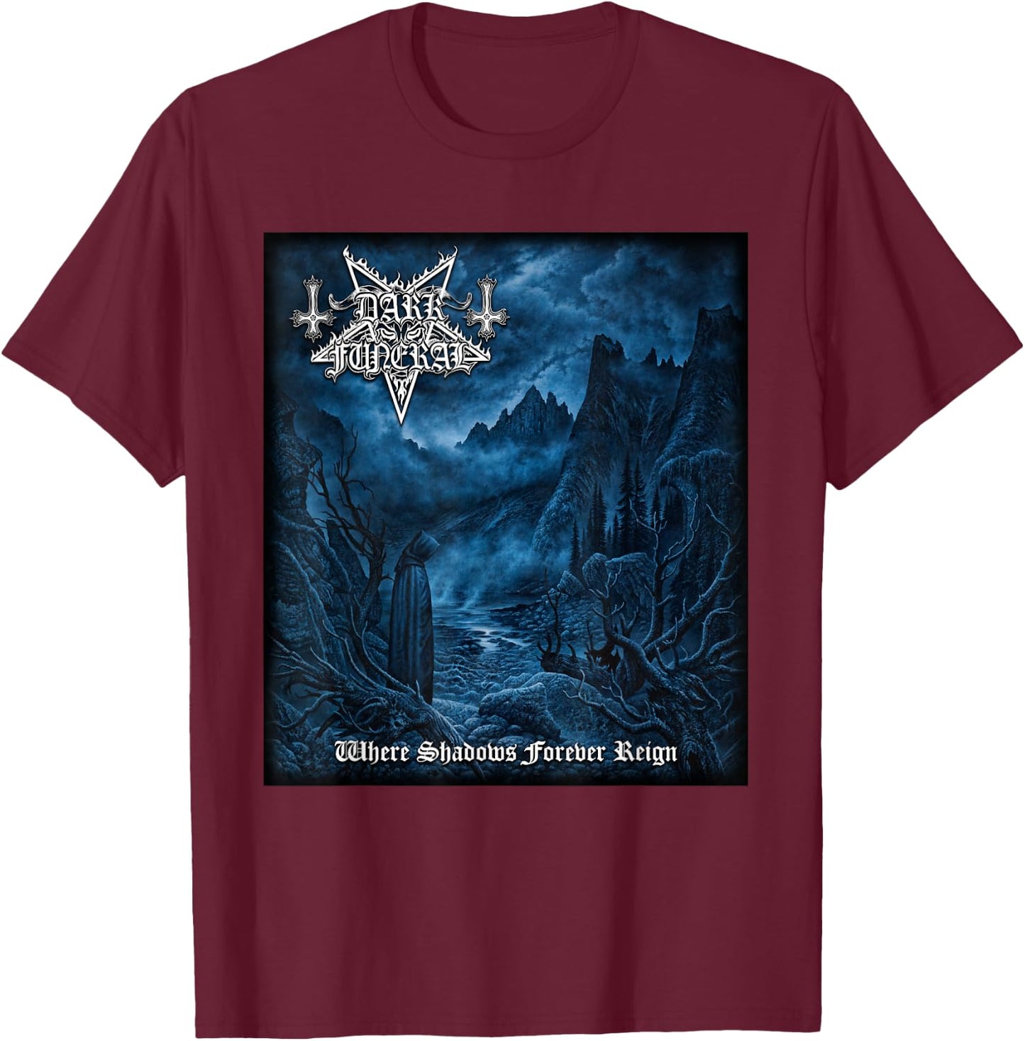 Dark Funeral - Where Shadows Forever Reign - Official Merch T-Shirt - T-Shirt | Maroon