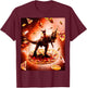 Outer Space Pug Riding Dinosaur Unicorn - Pizza T-Shirt - T-Shirt | Maroon
