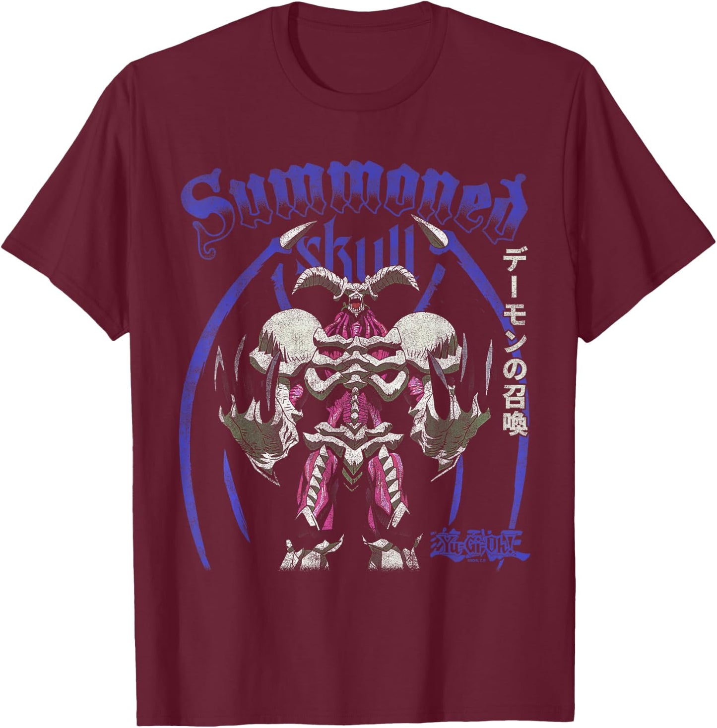 Yu-Gi-Oh! Summoned Skull Full Portrait with Kanji Anime T-Shirt - T-Shirt | Maroon