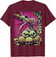 Pin Up Girl in a Bed of Skulls Sci Fi Sexy Horror Comic Book T-Shirt - T-Shirt | Maroon