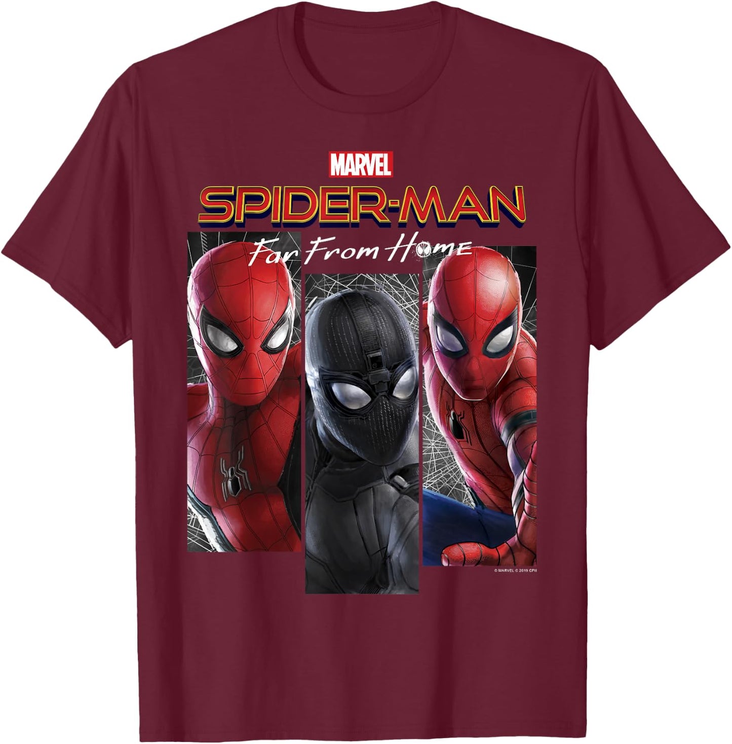 Marvel Spider-Man Far From Home Suit Panel Logo T-Shirt - T-Shirt | Maroon