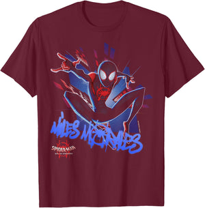 Marvel Spider-Man Spiderverse Graffiti Explosion Small T-Shirt - T-Shirt | Maroon