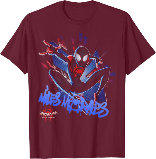 Marvel Spider-Man Spiderverse Graffiti Explosion Small T-Shirt - T-Shirt | Maroon