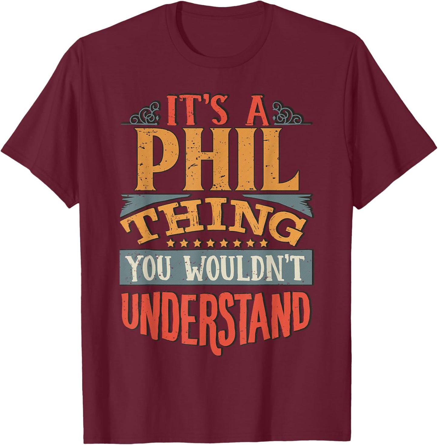 Phil Name T-Shirt - T-Shirt | Maroon