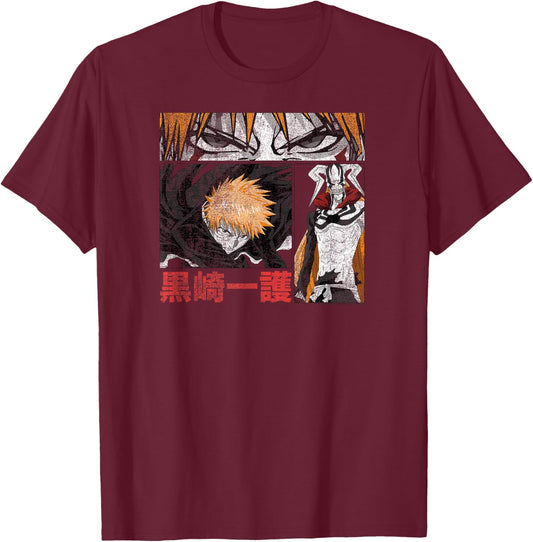 Bleach Graphic Ichigo Comic Book Style Anime T-Shirt - T-Shirt | Maroon
