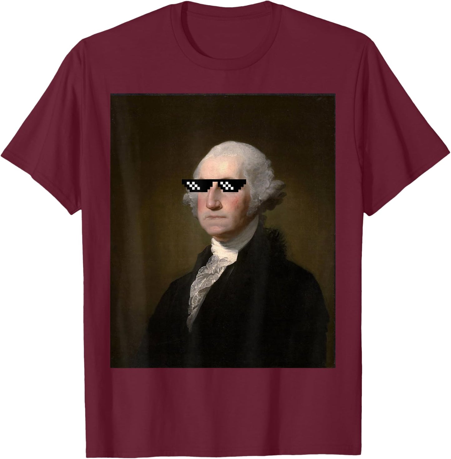 George Washington Funny Sunglasses American History T Shirt T-Shirt - T-Shirt | Maroon