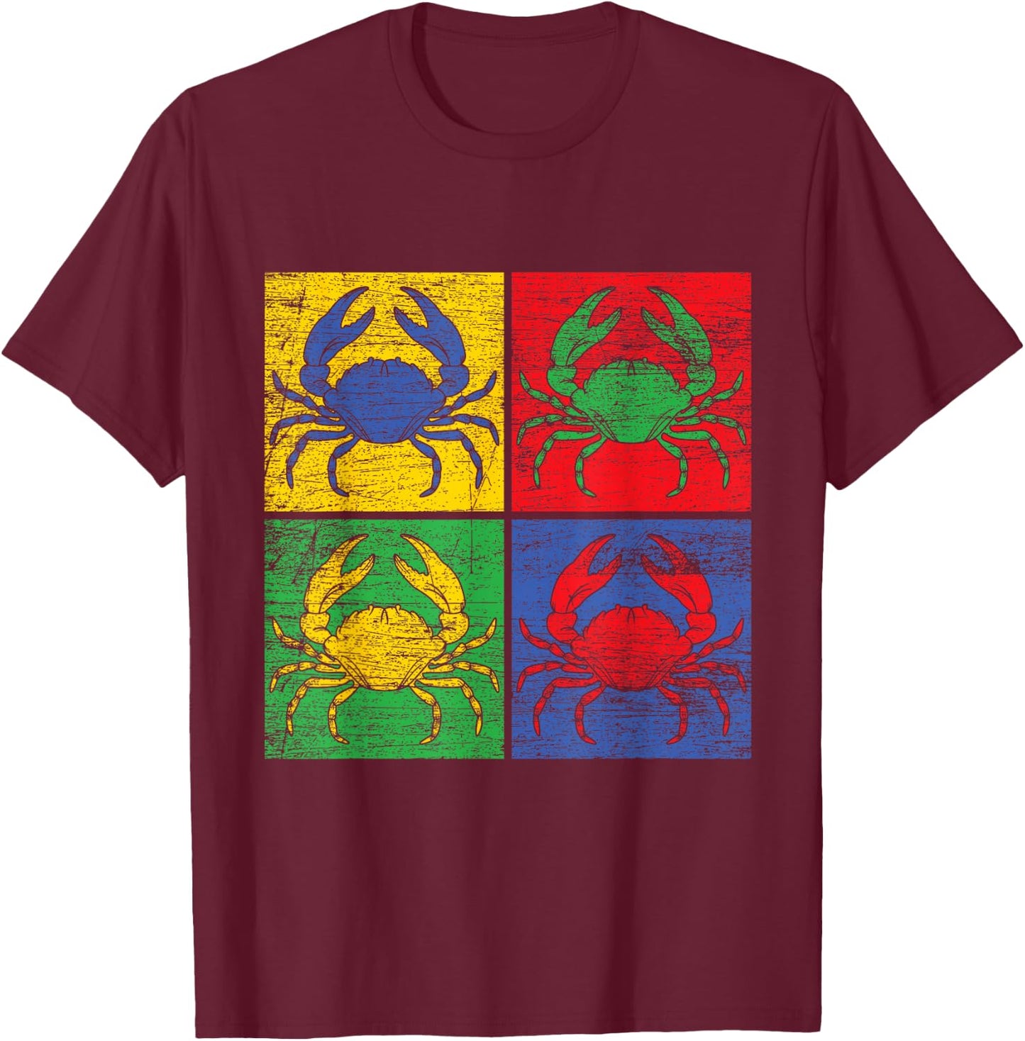 Crab Pop-Art Shirt Vintage T-Shirt - T-Shirt | Maroon