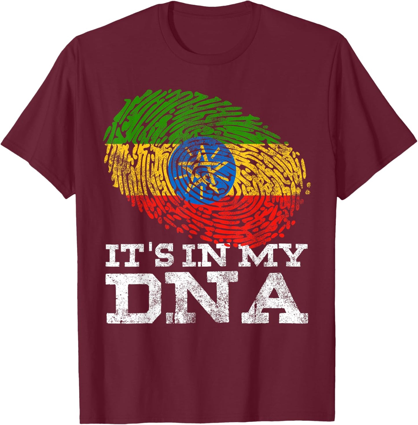 It's in My DNA Ethiopian Gifts Horn of Africa Ethiopia Flag T-Shirt - T-Shirt | Maroon