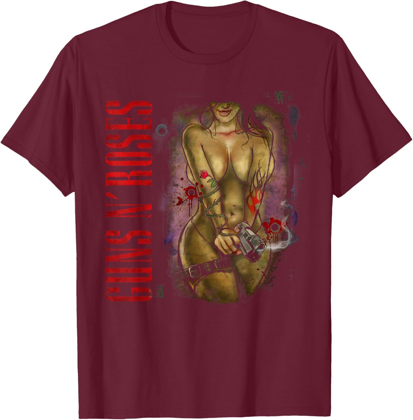Guns N' Roses Official Gunslinger T-Shirt - T-Shirt | Maroon
