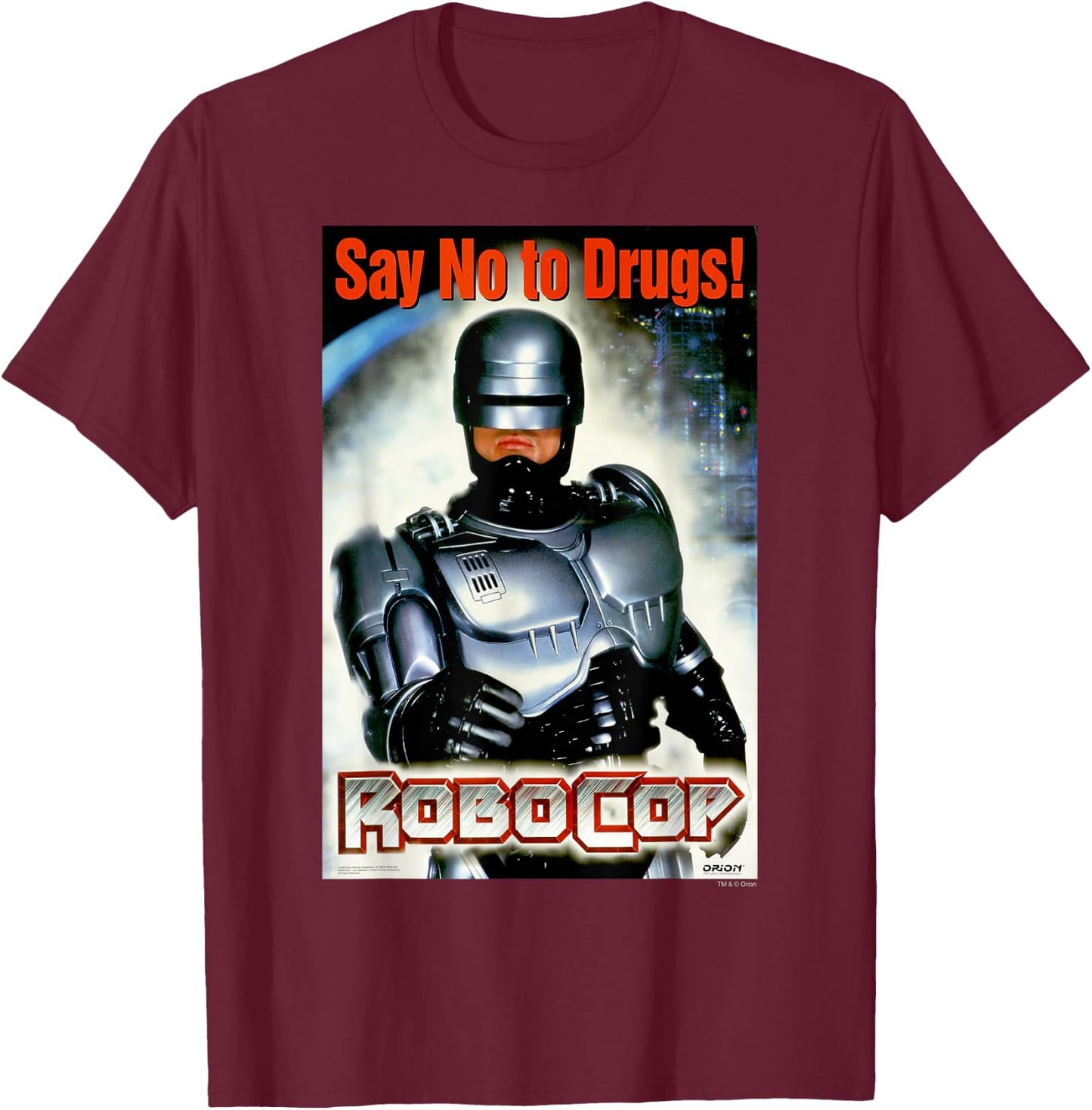 RoboCop Say No To Drugs Propaganda Logo Poster T-Shirt - T-Shirt | Maroon
