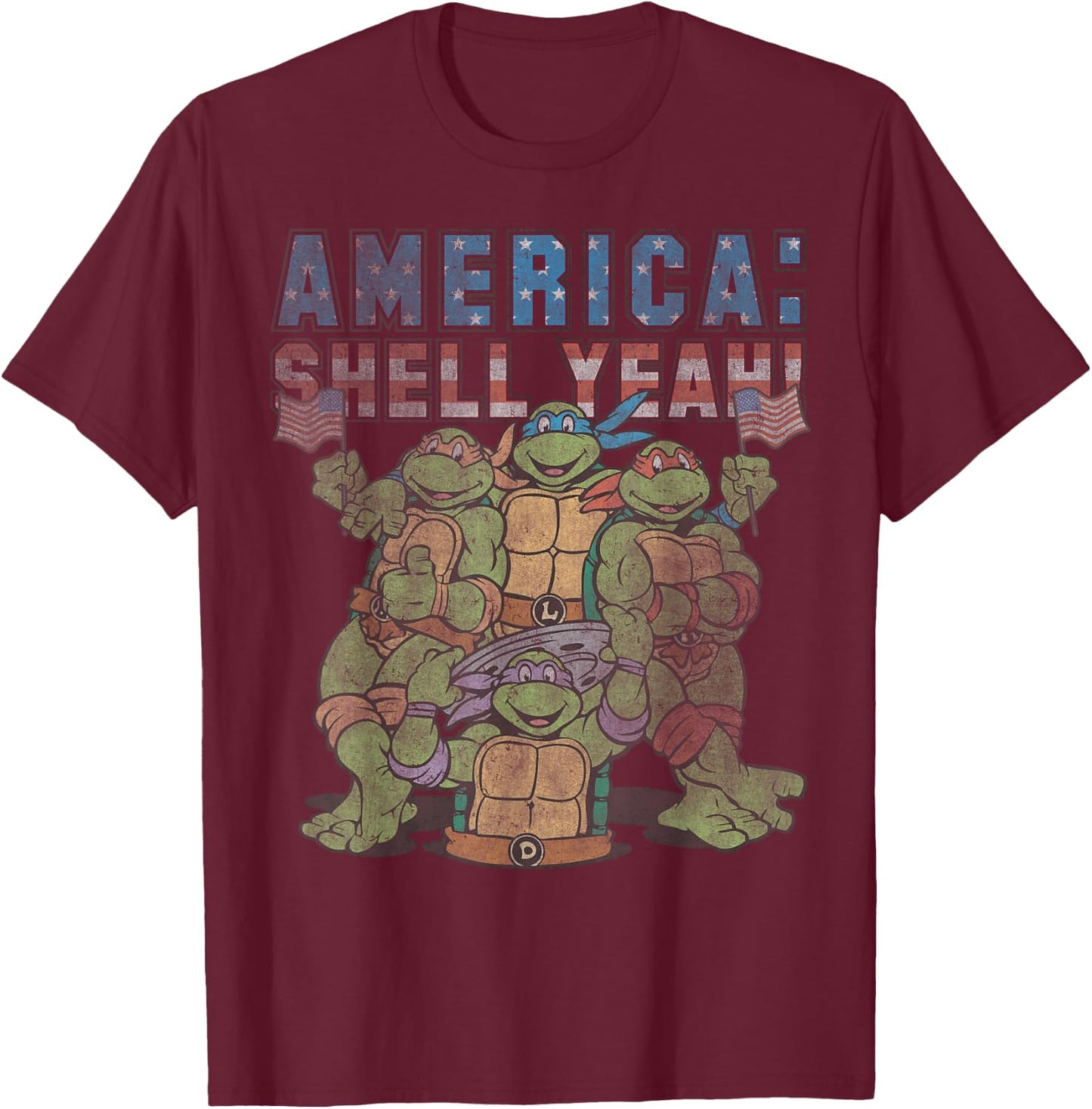 Teenage Mutant Ninja Turtles America: Shell Yeah! T-Shirt - T-Shirt | Maroon